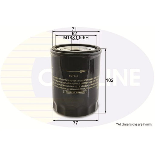Comline Engine Oil Filter fits Bedford Astra Van Estate 1982-1991 1.6 1.7