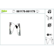 Valeo Electric Window Regulator Lifter Right Front 861179
