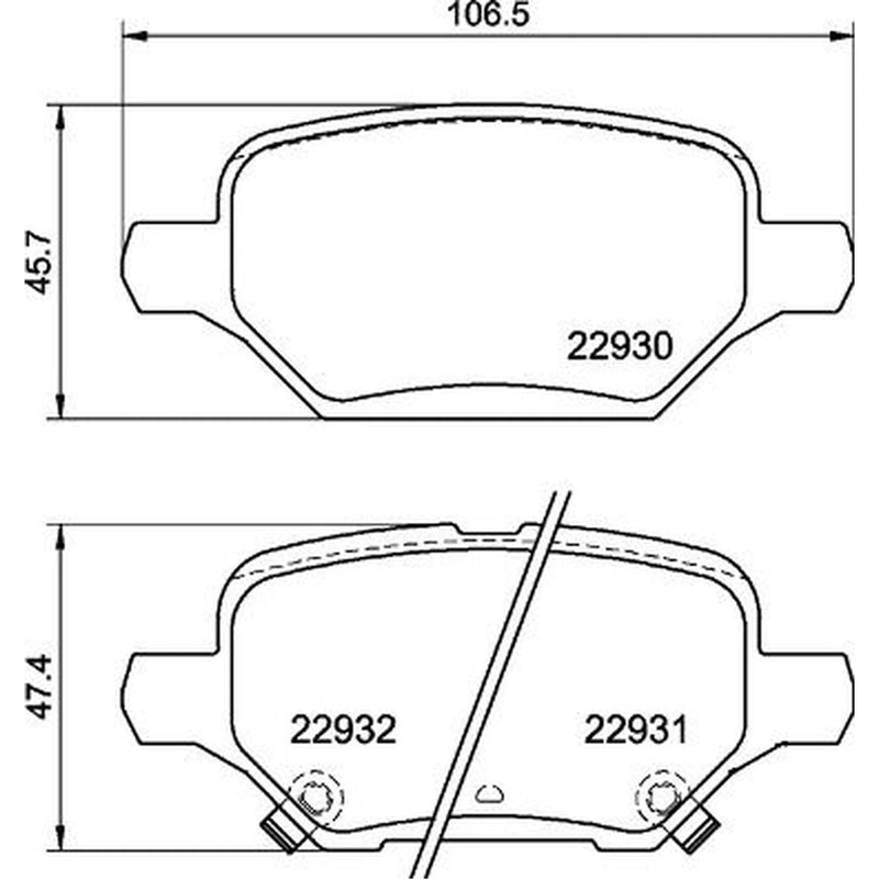 Brembo 4 x Rear Brake Pad Set fits Chevrolet Trax 2012 on 1.4