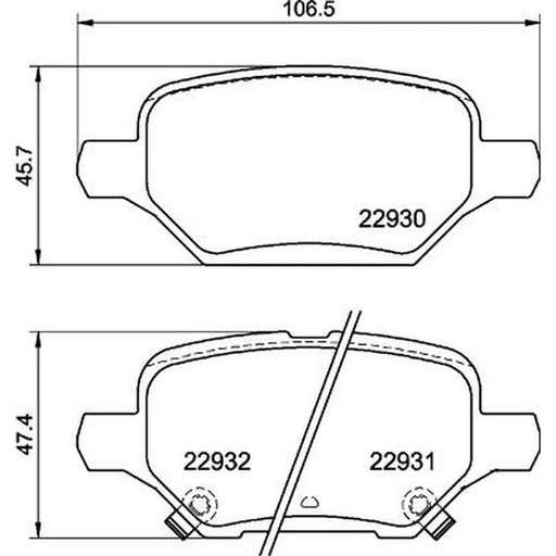 Brembo 4 x Rear Brake Pad Set fits Chevrolet Trax 2012 on 1.4