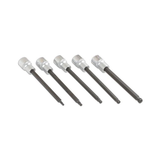 Laser Long Ball End Hex Socket Bit Set 3/8"D 5pc 6765 Laser - Dynamic Drive