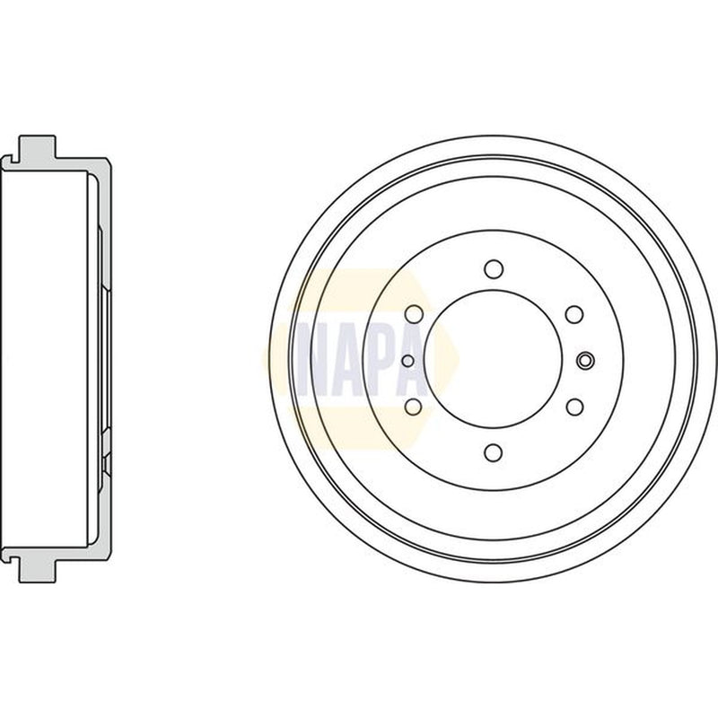 NAPA Brake Drum Assembly Rear fits Isuzu D-Max II 2012-2022 1.9 2.5