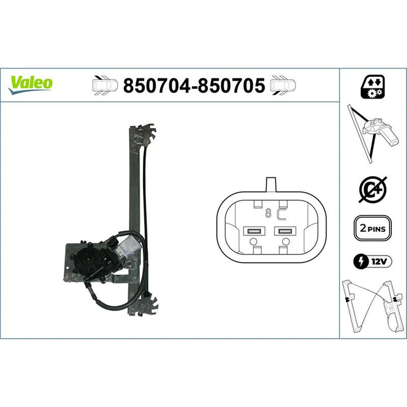 Valeo Electric Window Regulator Lifter Right Rear 850705