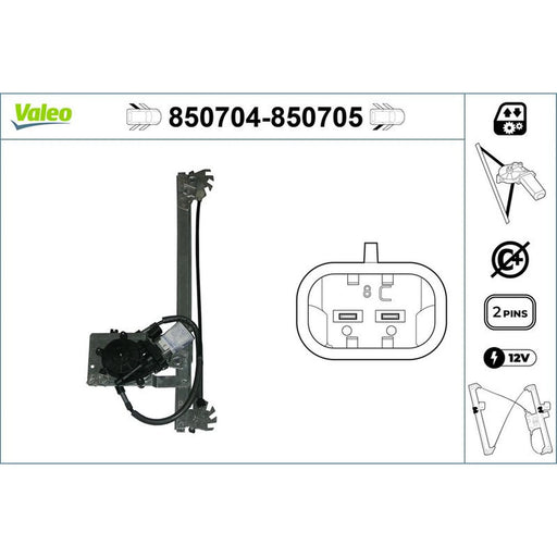 Valeo Electric Window Regulator Lifter Right Rear 850705