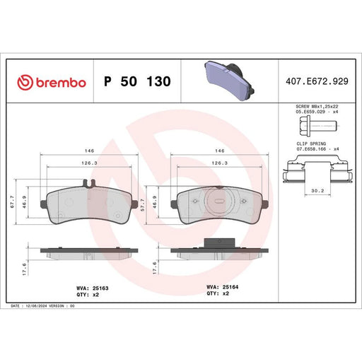 Brembo Front & Rear Pads fits Mercedes-Benz C-Class 2014-2021 205.086
