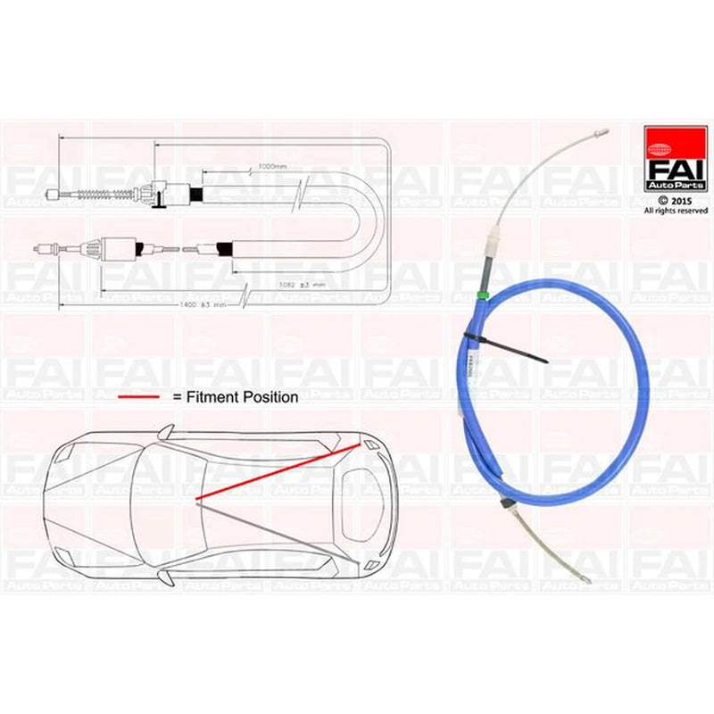 FAI Handbrake Cable Right Rear fits Renault Clio 1998-2016 1.2 1.4 1.9