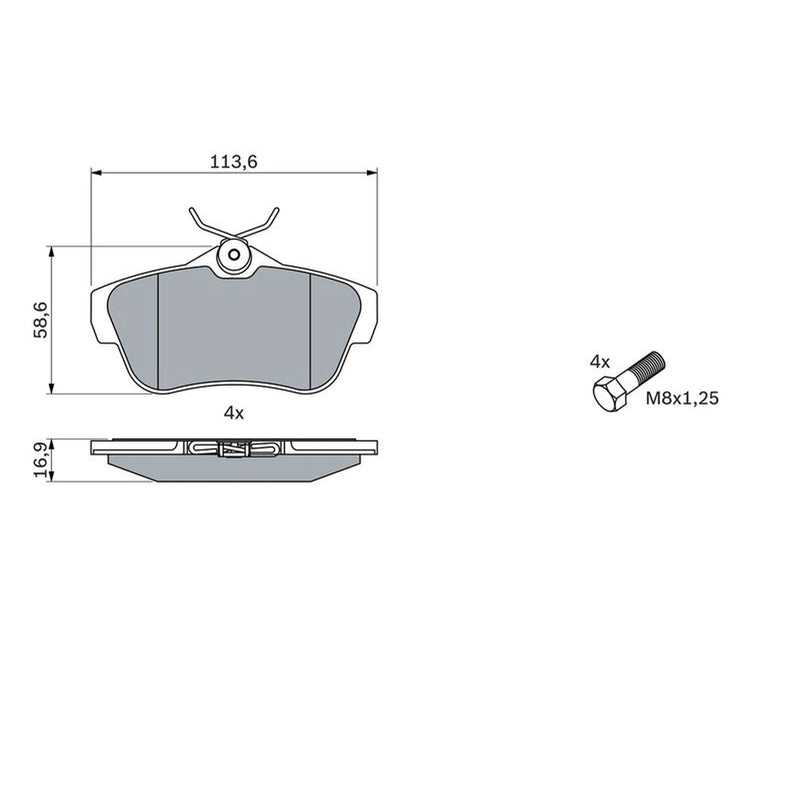 Bosch Front & Rear Pads fits Toyota Proace 2013-2016 1.6 2.0