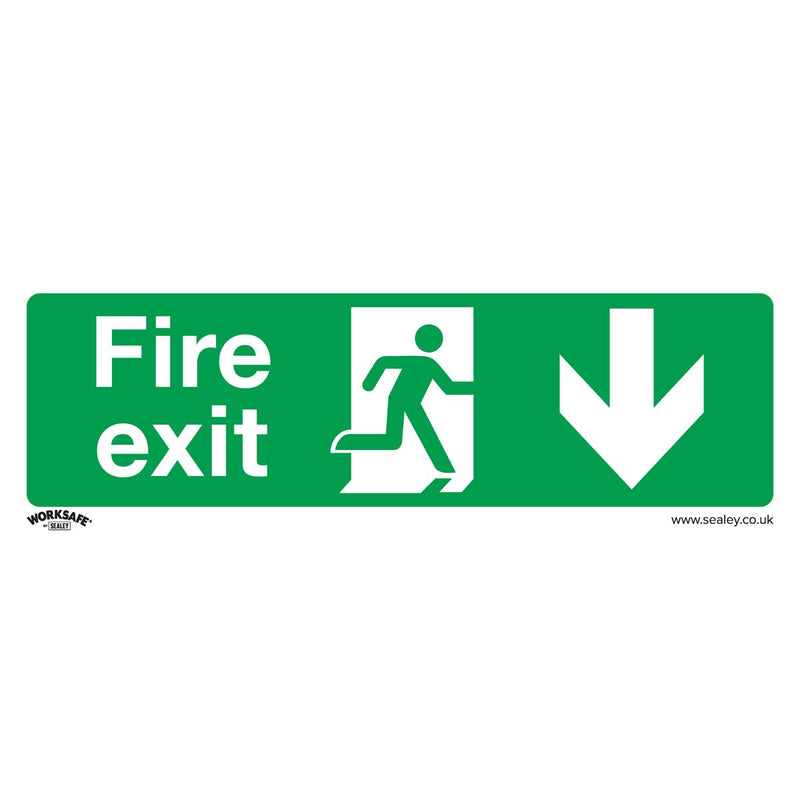 Sealey Safe Conditions Safety Sign Fire Exit (Down) Rigid Plastic Pack of 10 Sealey - Dynamic Drive