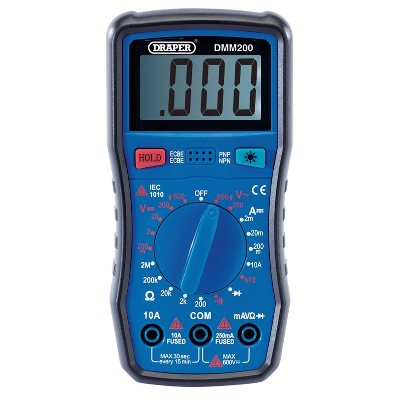 Draper Manual-Ranging Digital Multimeter, 1 x Test Leads, 1 x Case 41817 Draper - Dynamic Drive