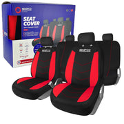 Sparco Cushioned / Padded Front and Rear Car Seat Cover in Red 9 Piece