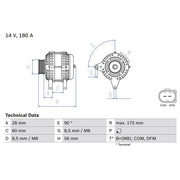 Bosch Car Alternator 12V 0 986 080 090