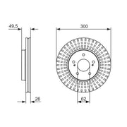 Bosch 2 x Vented Brake Discs fits Suzuki Kizashi 2010 on 2.4