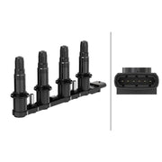 Hella Ignition Service Kit (1 Spark Plugs + Ignition Coil) fits Fiat Stilo Multi