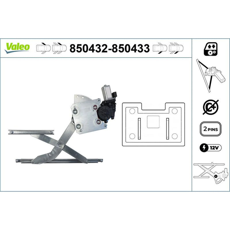 Valeo Electric Window Regulator Lifter Right Front 850433