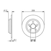 Bosch 2 x Solid Brake Discs fits Toyota Urban Cruiser 2009-2016 1.33 1.4