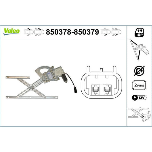 Valeo Electric Window Regulator Lifter Left Front 850378