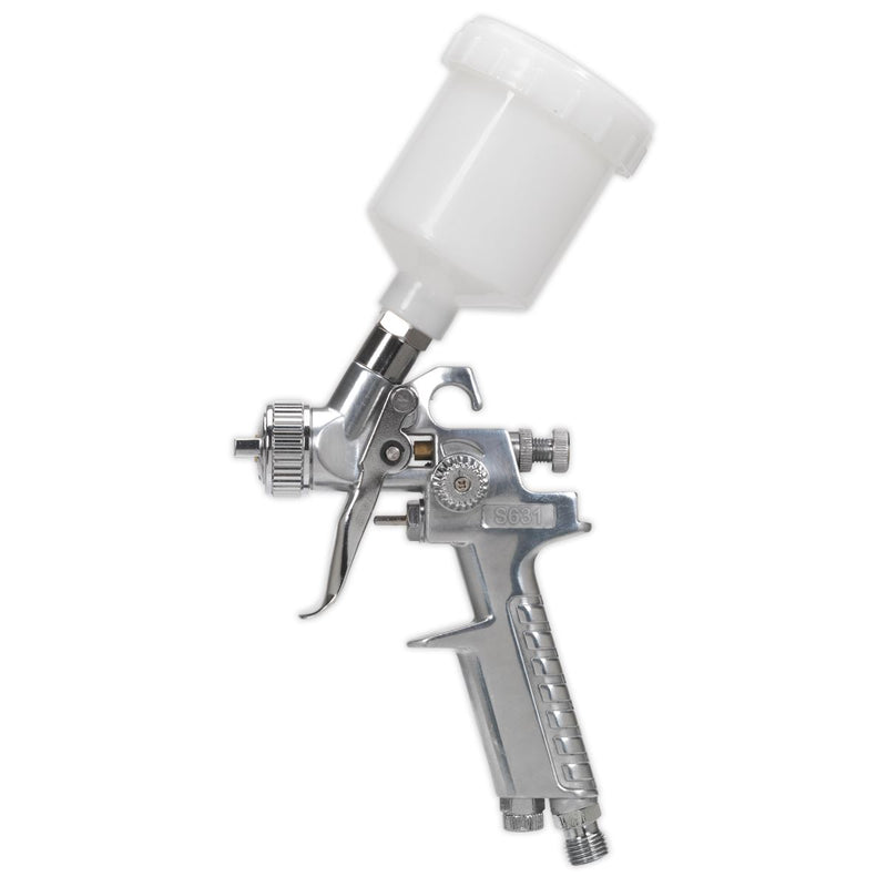 Siegen 1mm Set-Up Gravity Feed Touch-Up Spray Gun Paint Car Bodyshop Panel Sealey  - Dynamic Drive
