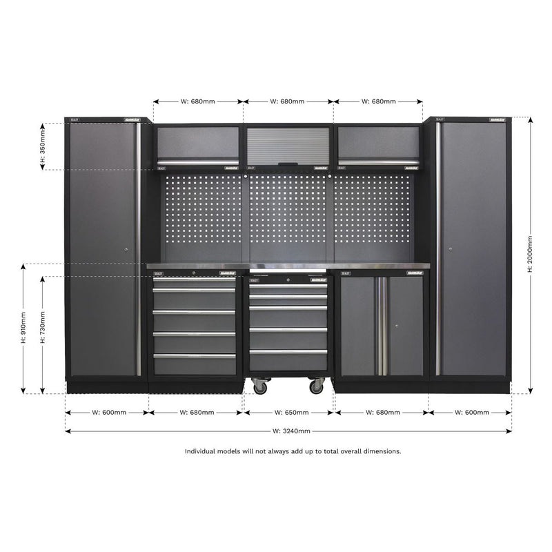 Sealey Superline Pro 3.2m Storage System Stainless Worktop APMSSTACK03SS Sealey - Dynamic Drive
