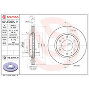 Brembo 2 x Internally Vented Front Brake Discs 09.E069.11-x2