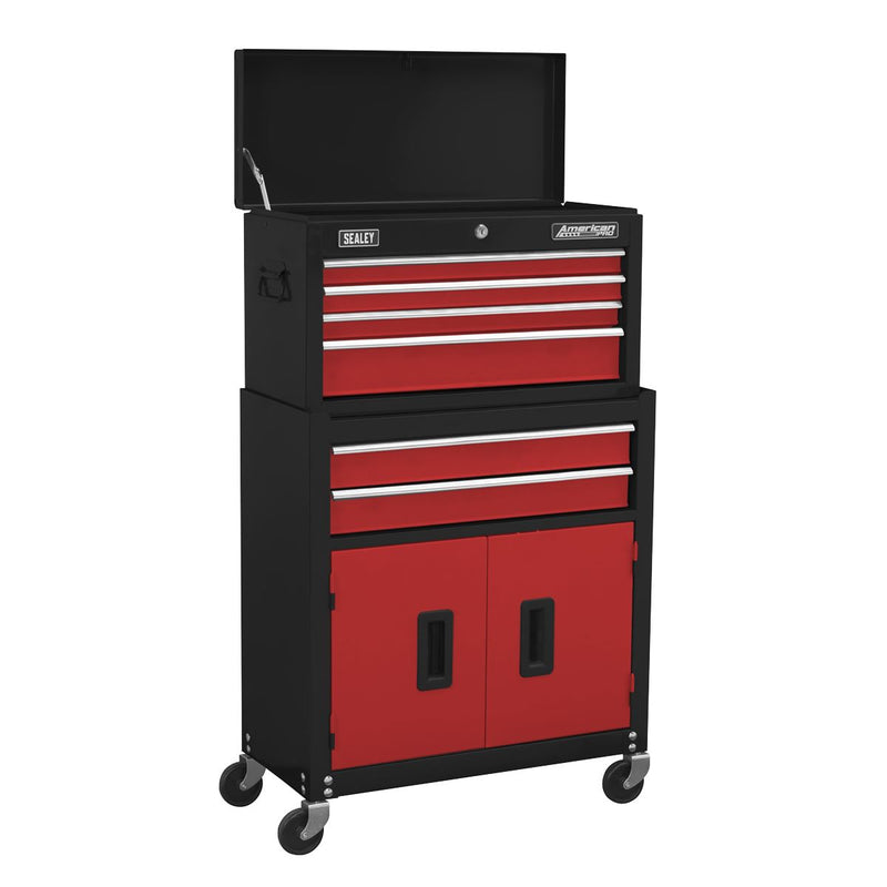 Sealey Topchest & Rollcab Combination 6 Drawer with Ball-Bearing Slides- Red Sealey  - Dynamic Drive