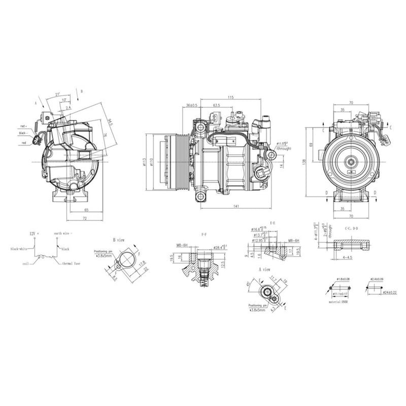 Hella Air Conditioning Compressor fits Mercedes-Benz C-Class 2008-2014
