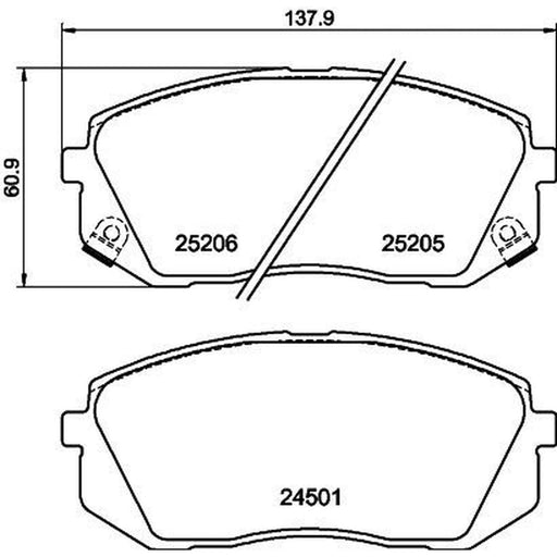 Mintex Front Brake Pad Set fits Hyundai Kona 2017-2023 1.0 1.6