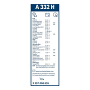 Bosch Aerotwin Wiper Blade 330mm — A332H fits Abarth 600E 2024 on