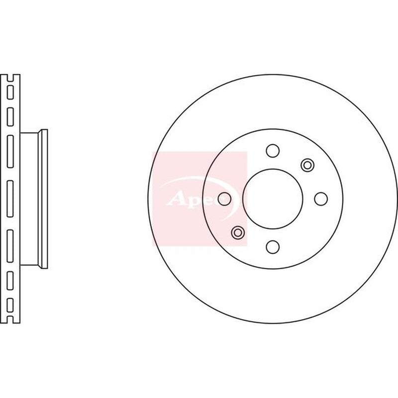 Apec 2 x Vented Brake Discs fits Hyundai Getz 2002-2010 1.1 1.3 1.4 1.5 1.6