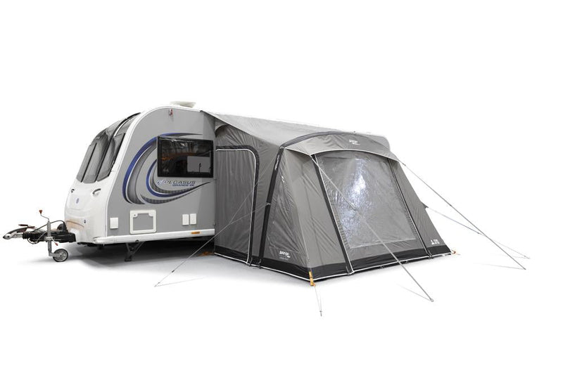 Vango Palma Air 330 Caravan Awning Inflatable Cloud Grey | full awning, air frame, lightweight, fire retardant