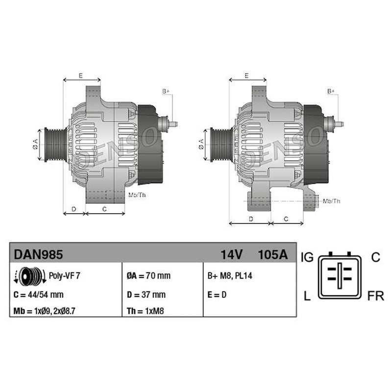 Denso Car Alternator 12V DAN985