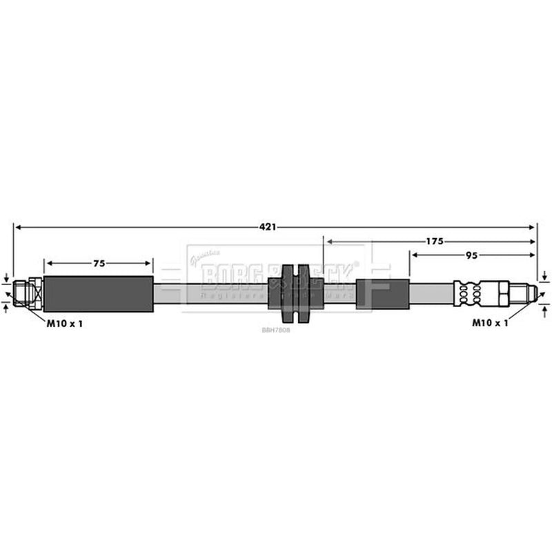 Borg & Beck Brake Hydraulic Hose Line Rear Right BBH7808