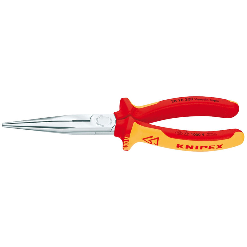 Draper Knipex 26 16 200 SBE Fully Insulated Long Nose Pliers, 200mm 81246 Draper - Dynamic Drive
