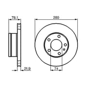 Bosch Front Brake Vented Discs & Pads fits BMW 6 1979-1987