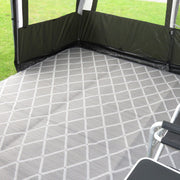 Paradise 2.5 X 7.5M Luxury Awning Carpet Moroccan Style Ground Sheet Grey Royal  - Dynamic Drive