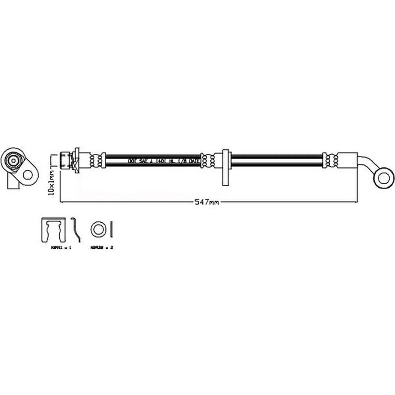 Juratek Brake Hydraulic Hose Line Front Right fits Honda Civic VII 2000-2005