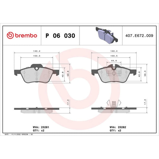 Brembo 4 x Front Brake Pad Set fits Mini Mini 2001-2008