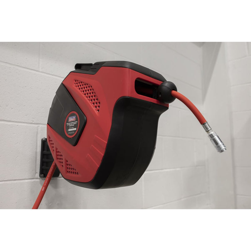 Sealey Air Hose Reel Auto-Rewind Control 15m10mm ID Rubber Hose SA822 Sealey - Dynamic Drive