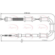 Apec Handbrake Cable Left Rear fits Fiat Doblo Cargo 2010-2023 1.3 1.4 1.6 2.0