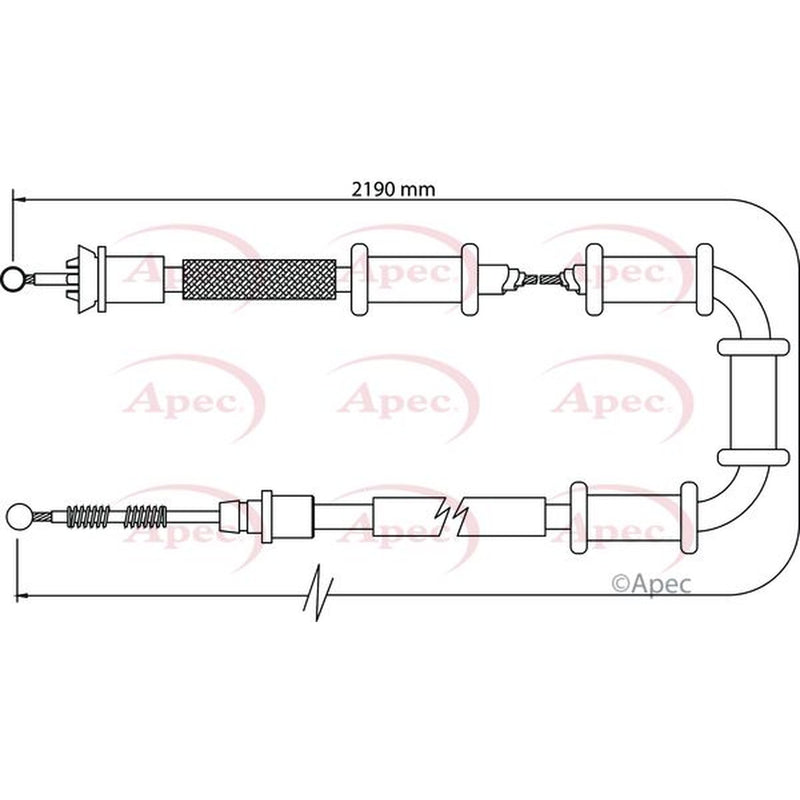 Apec Handbrake Cable Left Rear fits Fiat Doblo Cargo 2010-2023 1.3 1.4 1.6 2.0