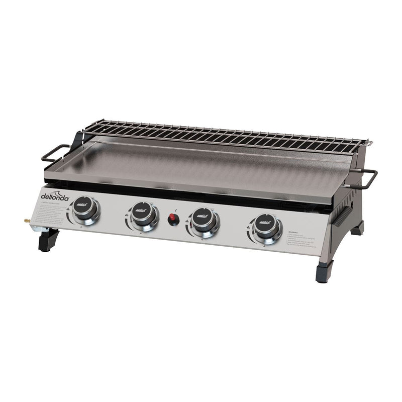 Dellonda 4 Burner Stainless Steel Portable Gas Plancha with Warming Rack 10kW Dellonda - Dynamic Drive
