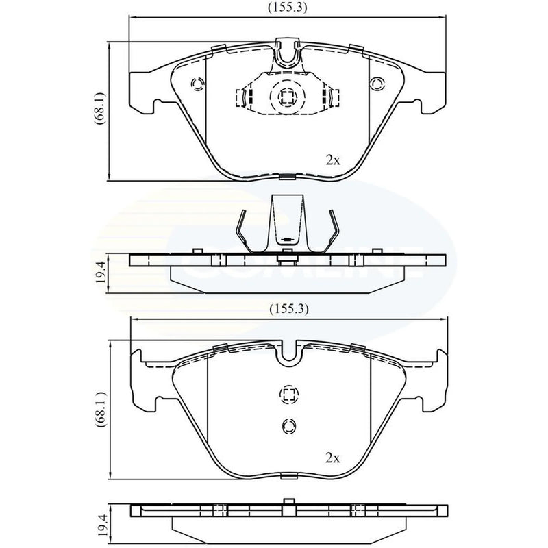 Comline 4 x Front Brake Pad Set fits BMW 5 2001-2010