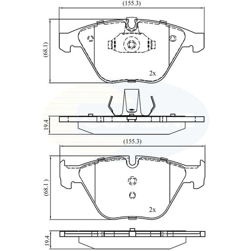 Comline 4 x Front Brake Pad Set fits BMW 5 2001-2010