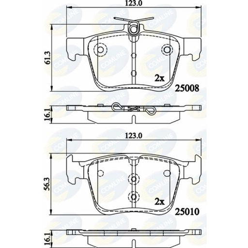 Comline Front & Rear Pads fits VW Golf VIII 2019 on 1.5