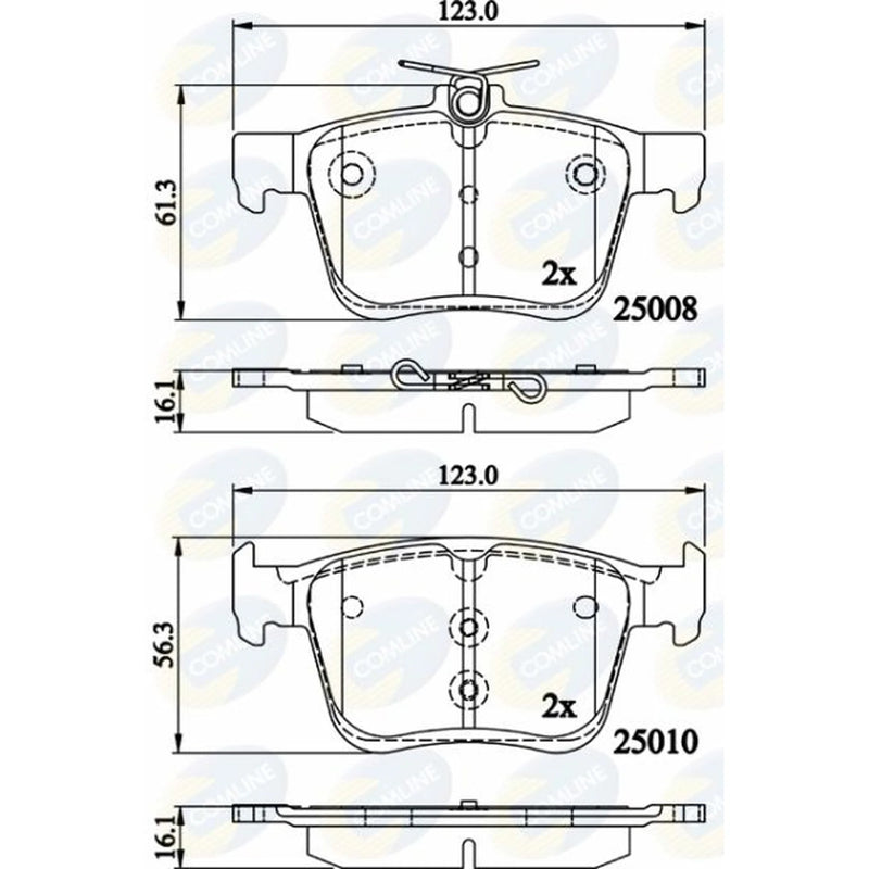 Comline 4 x Rear Brake Pad Set fits Audi A3 2012-2020 1.0 1.2 1.4 1.5 1.6 1.8