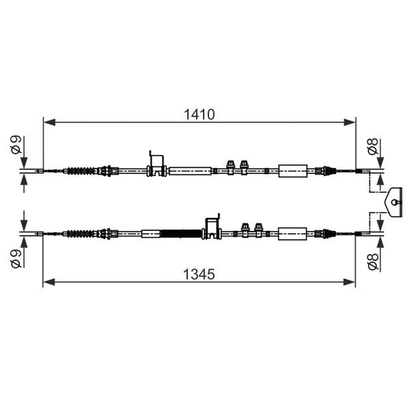 Bosch Handbrake Cable Centre fits Ford Ecosport 2013-2022 1.0 1.5