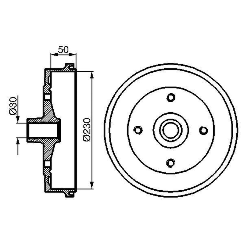 Bosch 2 x Brake Drums fits VW Beetle 1960-1992 1.2 1.3 1.6