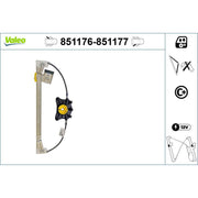 Valeo Electric Window Regulator Lifter Left Rear 851176
