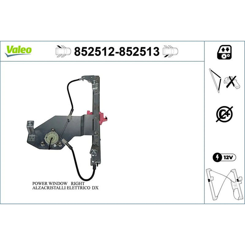 Valeo Electric Window Regulator Lifter Right Rear 852513