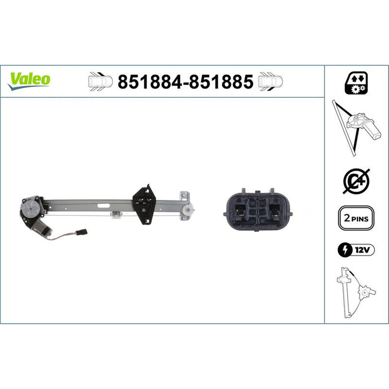 Valeo Electric Window Regulator Lifter Right Front 851885