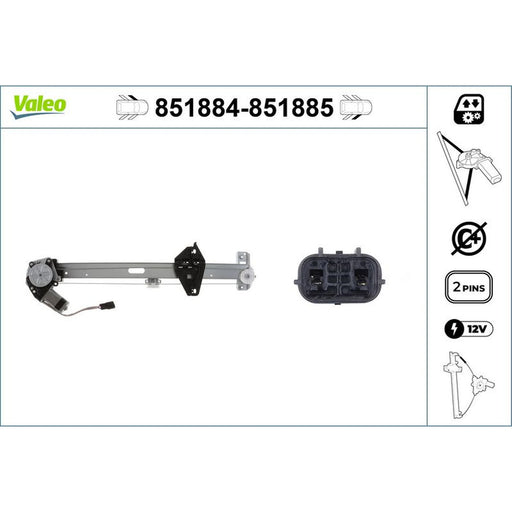 Valeo Electric Window Regulator Lifter Right Front 851885